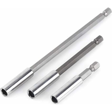 3 pcs 1/4" Magnetic Bit Holder Shaft Screwdriver Extensions Rallonges de tournevis pour perceuses électriques (1/4)