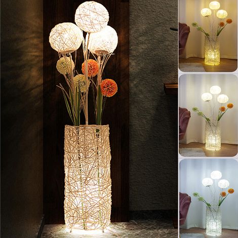 Lampe de Chevet Design Led Eclairage en Rotin Lampadaire pour Chambre, Salon, Dortoir, Studio, Café (1/5)