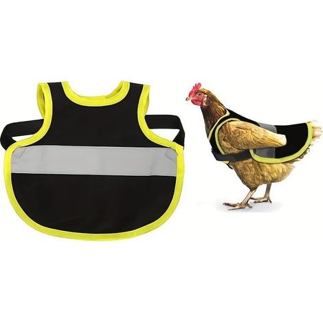 Gilet de sécurité JeiibrZui pour poules - Double couche avec bandes réfléchissantes - Protection dorsale ajustable pour poules et canards - 2 pièces - Jaune (1/5)