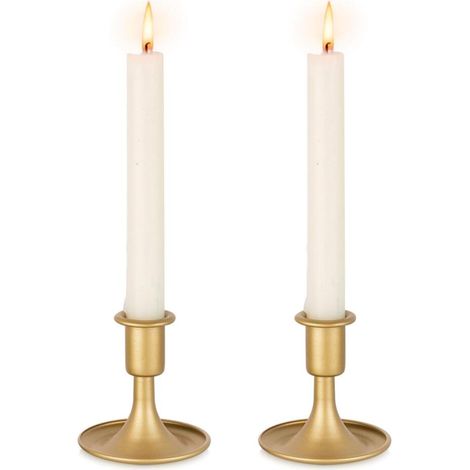 Lot de 2 Bougroir Doré Chandelier Rétro en Or: Porte Bougies en Métal Bougeoirs Mariage pour Bougies Conique Perfect pour Centre de Table Noël Fête