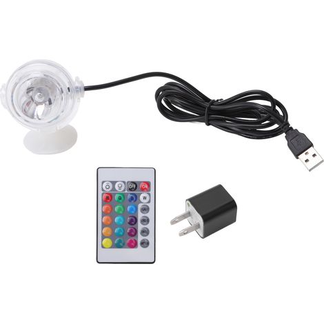 Lampe d'aquarium LED submersible ronde, changement de couleur, étanche, pour bassin à poissons, prise US 110‑240V, 1W (1/5)
