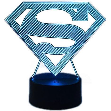 Veilleuse anime, lampe de lecture Superman, lampe LED 3D colorée, lampe de table de chambre avec télécommande USB, lampe d'apprentissage, décoration intérieure, pour enfants (1/5)