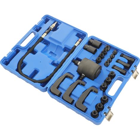 Kit de tirage d'injecteurs diesel pneumatique, 24 pièces, pression de 5 à 8 bars, comprend 19 adaptateurs, 3 crochets de tirage, compatible avec divers injecteurs diesel (1/5)