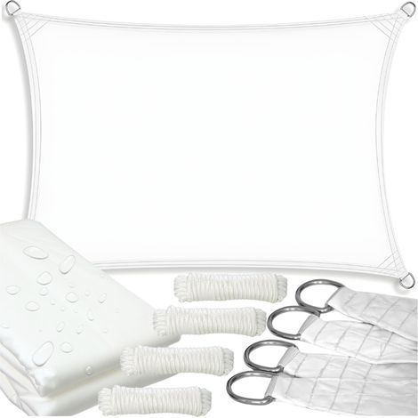 Sonnensegel für den Garten, wasserdicht, weiß, langlebig, stark, 5 x 3 m (1/5)