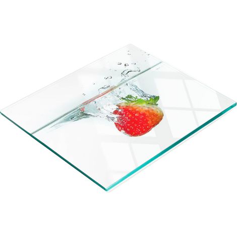 Tablero decorativo multifuncional de vidrio templado con dise帽o de fresa, 60x52 cm.
