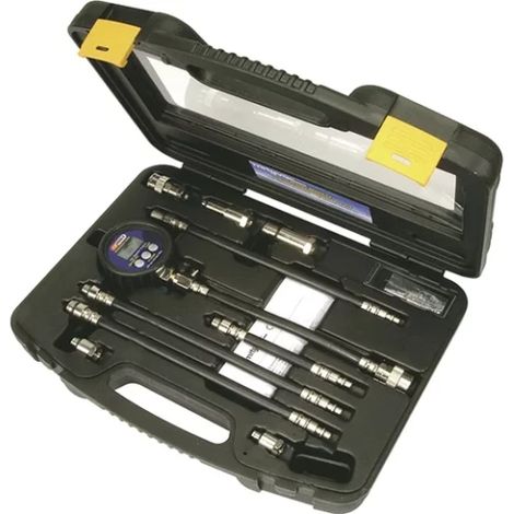 Kstools – Compressiomètre et testeur d’étanchéité de cylindre essence – 10 pièces avec adaptateurs M10 à M18 – Manomètre digital jusqu'à 20 bars - Essence10 (1/3)
