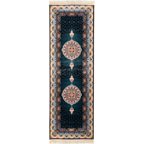 Tapis persan Adam - 300x100cm, Rectangular - 100% Acrylique - Tissé - Bleu foncé (1/4)