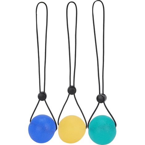 Lot de 3 balles de massage anti-stress pour rééducation main/poignet : jaune 15°, bleu 30°, vert 35° (1/5)