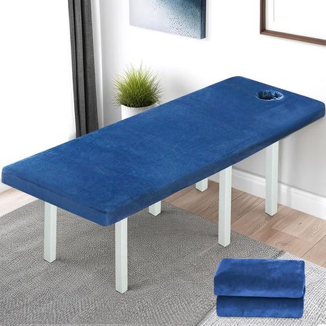 Housse Table Massage avec Trou 80 190CM, Drap De Lit Massage Spa, Housse de Protection pour Table de Massage avec Trou, Drap De Lit De Massage pour Toutes Tables De Massage Ou Traitement,Bleu (1/5)