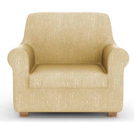 Housse de canapé, Housse de canapé Extensible, Housse de Fauteuil, Jaune, Tissu Jacquard, 100% Fabriqué en Italie (1/5)