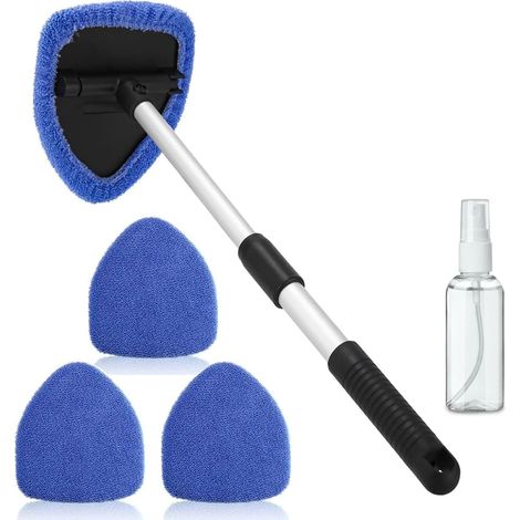 Nettoyeur Pare-Brise - Poignée Télescopique 180° Pivotante - 4 Tampons Microfibre Lavables - Flacon Pulvérisateur 60 ml (1/5)