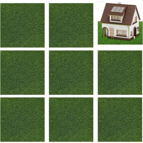 Herbe synthétique 15 x 15 cm, Lot de 8 pièces, épaisseur 3 mm, pelouse pour l’extérieur et décoration paysagère pour Patio, Gazon Artificiel pour Micro Paysage et DIY créatif (1/5)