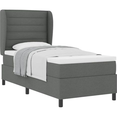 Maison Exclusive - Lit à ressorts avec matelas Gris foncé 80 x 200 cm tissu