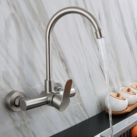Robinet eau chaude et froide, robinet en inox, robinet de cuisine, adapté pour la cuisine, le balcon et la salle de bain, 200280mm (1/5)