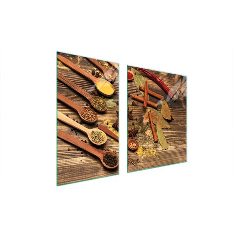 ASSIETTE EN VERRE et PLANCHE À DÉCOUPER 100x52 ÉPICES (1/5)