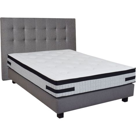 Ensemble matelas 140x200 + sommier + tête de lit gris CONFORTLUXE
