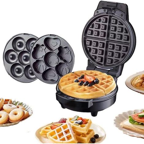 Appareil électrique 3 en 1 pour gaufriers et beignets avec plaques interchangeables pour gâteaux et collations (1/5)