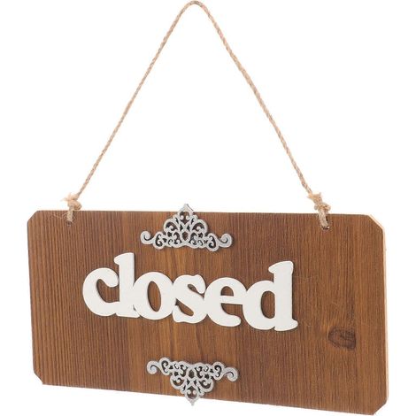 Panneau en bois « Ouvert/Fermé » pour commerce, à suspendre à une porte (lot de 3), double face, décoration (1/5)