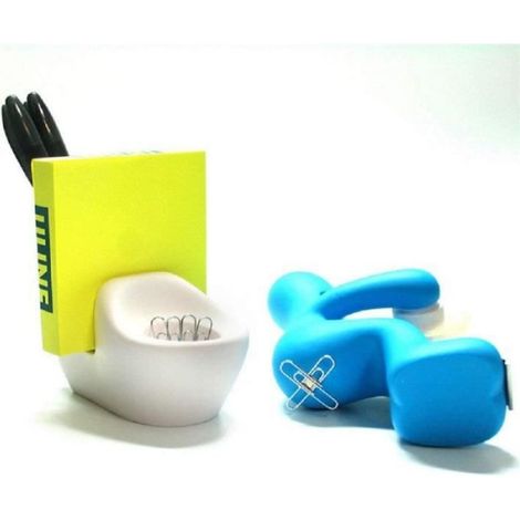 Dévidoir de Ruban Adhésif Boîte à Stylo Nouveauté Forme de Toilette Stockage de Clips Accessoires(bleu) (1/4)