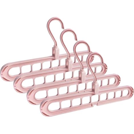 Lot de 4 cintres magiques pour vêtements, barres de rangement standard pour armoire, gain de place, avec 9 trous pour le séchage et le rangement.