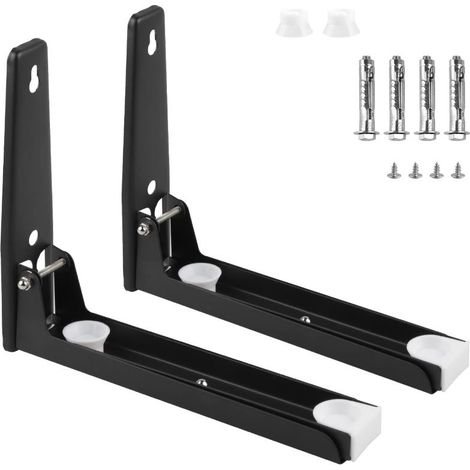 Support Mural pour Micro Ondes, en Acier Inoxydable 201, Pliable et Télescopique, Charge Maximale 40 kg, Noir (1/5)