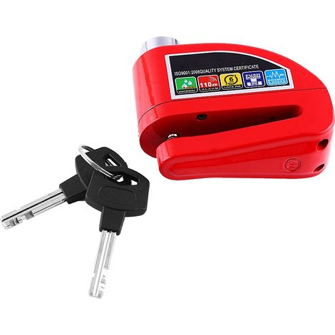 Antivol antivol à disque avec alarme pour moto, scooter, vélo, système de sécurité rouge (1/5)