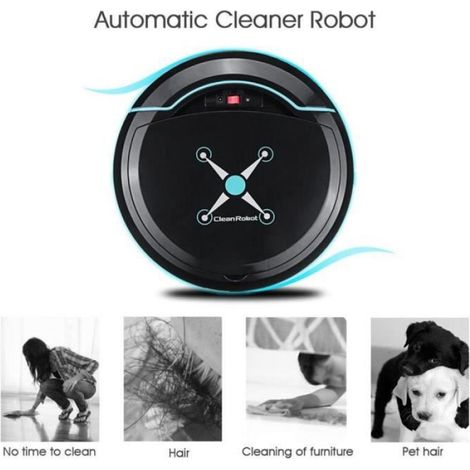 Aspirateur Robot - 10 W - 1000 mAh - Autonome - Pour Sols Bois Marbre Nylon - 228 x 228 x 70 mm - 1 Pièce (1/4)