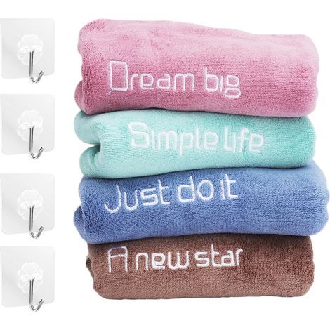 Set di 4 asciugamani fitness, asciugamani sportivi, asciugamani in microfibra ad asciugatura rapida con 4 ganci, 4 colori, per uomo e donna, leggeri e assorbenti per sport, yoga, 35 × (1/5)