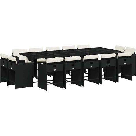 Garden Dining Set Black PE rattan 14-seater Collapsible vidaXL (1/5)