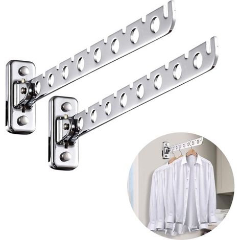 Zusammenklappbarer Wäscheständer – Wandkleiderbügel – Platzsparend – Zusammenklappbar – 30 cm – Silberfarben (1/5)