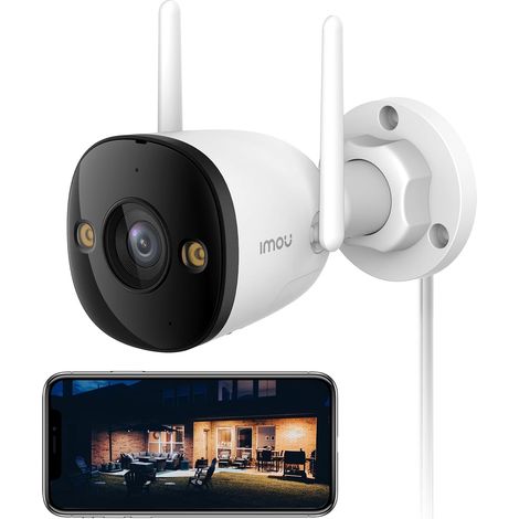 Imou 3K(5MP) Caméra Surveillance WiFi Extérieure, Étanche IP67, Vision Nocturne Couleur 30m, Détection des Personnes et Véhicules AI, Alarme Sonore et Lumineuse, 2.4 GHz, Compatible Alexa (Bullet 3 5M (1/5)