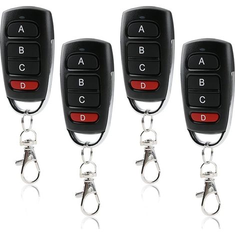 4 telecomandi universali a 433 MHz per cancelli e porte da garage - Copiatore di codice fisso - Clonazione wireless compatibile con EV1527 PT2262 HS1527 - Sicuro a lungo raggio (1/5)