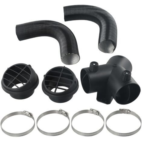 Kit condotto per riscaldatore diesel da 75 mm con raccordo a Y, sfiato di uscita aria calda, tubo flessibile e fascette stringitubo per sistemi di riscaldamento per roulotte Webasto Propex. (1/5)