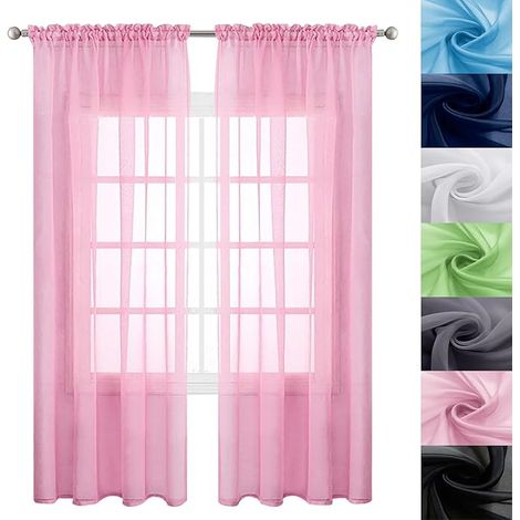 Voilage Rideau - Rideau Blanc 210 x 110 cm Isolation Lumiere Anti UV Decoration Rideaux et Draperies Intérieurs à Oeillets pour Chambre Fenêtre Salon Coucher, Rose (1/5)
