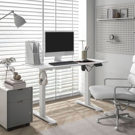 Scrivania regolabile in altezza, 120x60x72-116 cm, bianca
