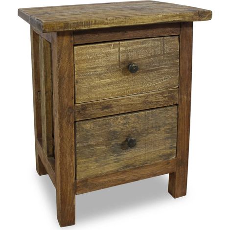 Table de chevet - Bout de Canapé Armoire De Rangement Bois de récupération massif 40 x 30 x 51 cm BV353004 - BonneVie (1/5)