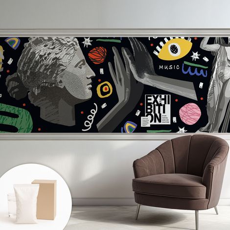 Tapete Dekorative Vliestapete mit Klebe für Wand - Mustertapete - moderne Einrichtung - für Büro Farbenfrohe Ausstellung 250x104 cm (1/5)