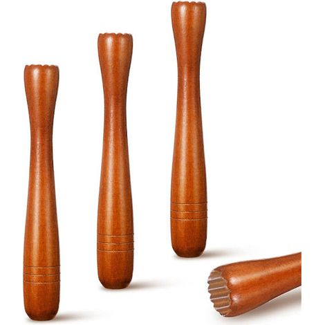 Lot de 3 pilons en bois pour cocktails, pilon à cocktail de 19,5 cm de long, pilon à mojito, pilon à glace en bois.-AquaForge