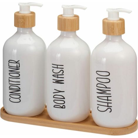 Set di dispenser da bagno bianchi, 3 x 500 ml