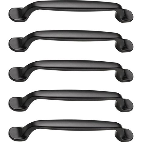 5 Pièces Poignée Meuble Noires, Poignée Entraxe 128mm,Poignée De Meuble En Alliage Aluminium, Pour Meuble, Tiroir, Armoire, Commode, Placard De Cuisine Et Chambre (1/5)