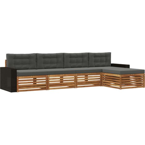 Outdoor Sofa Set 5 pcs Natural and Anthracite Polyester vidaXL (1/5)