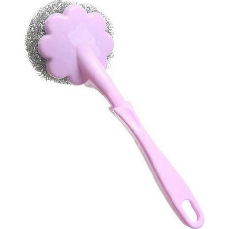 Brosse à récurer manche long Acier inoxydable Nettoyage puissant Ustensiles de cuisine Résistant PP 20cm Ergonomique (1/5)