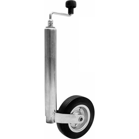 Monmobilierdesign – Roue jockey Winterhoff pour remorque – Acier galvanisé – Charge max 150 kg – Pneu Ø 200 mm anti-crevaison – Hauteur réglable 62,5 à 82,5 cm (1/4)