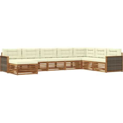 Outdoor-Sofagarnitur mit Kissen 8 pcs Natur und Creme vidaXL (1/5)