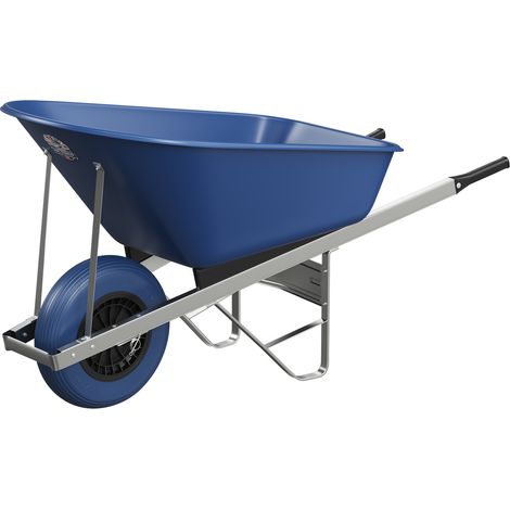 Agri Barrow Wheelbarrow 120 Litre Plastic Tub Puncture Proof Tyre Blue