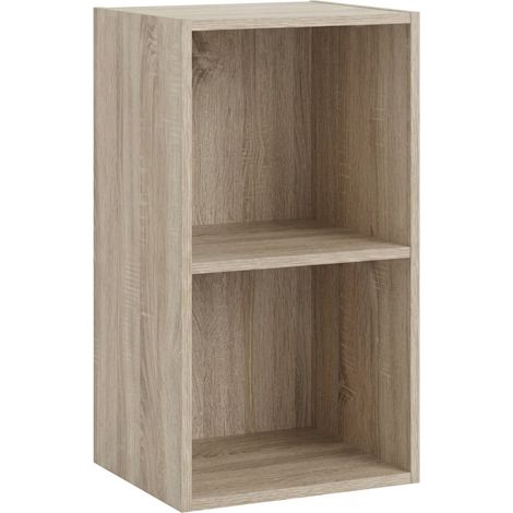 Libreria 2 Vani Scaffale Modulare Cubo Legno Mobiletto Casa 30x24x54 cm Rovere