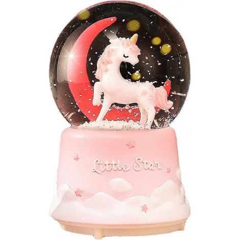 Boule de neige licorne - Boîte à musique colorée pour enfants, boule de neige de 80 mm, musique de Noël pour l'anniversaire d'une fille ou d'une petite-fille (1/3)