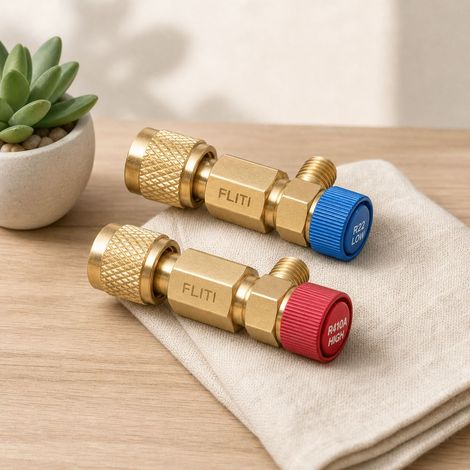 Lot de 2 Adaptateurs de Remplissage Réfrigérant R410A R22 avec Valve de Sécurité - Coupleur Rapide pour Climatisation (1/5)