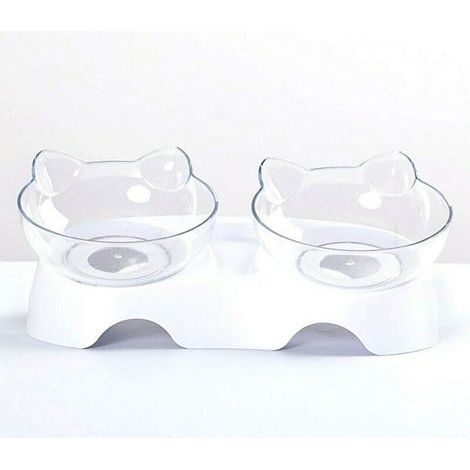 Double Bols pour Chat, Bol orthopédique pour Animaux Anti-vomissements, Bol pour Chien Kitty’s Food Water Bowl, Plat incliné pour Chat protège la Colonne vertébrale, Bol incliné à 15 ° (1/5)