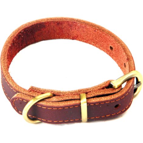 Collier Pour Chien - Cuir De Vache - Boucle En Alliage Zinc - Doublure En Tissu Plongée - Réglable 5 Positions - 1 Pièce (1/5)